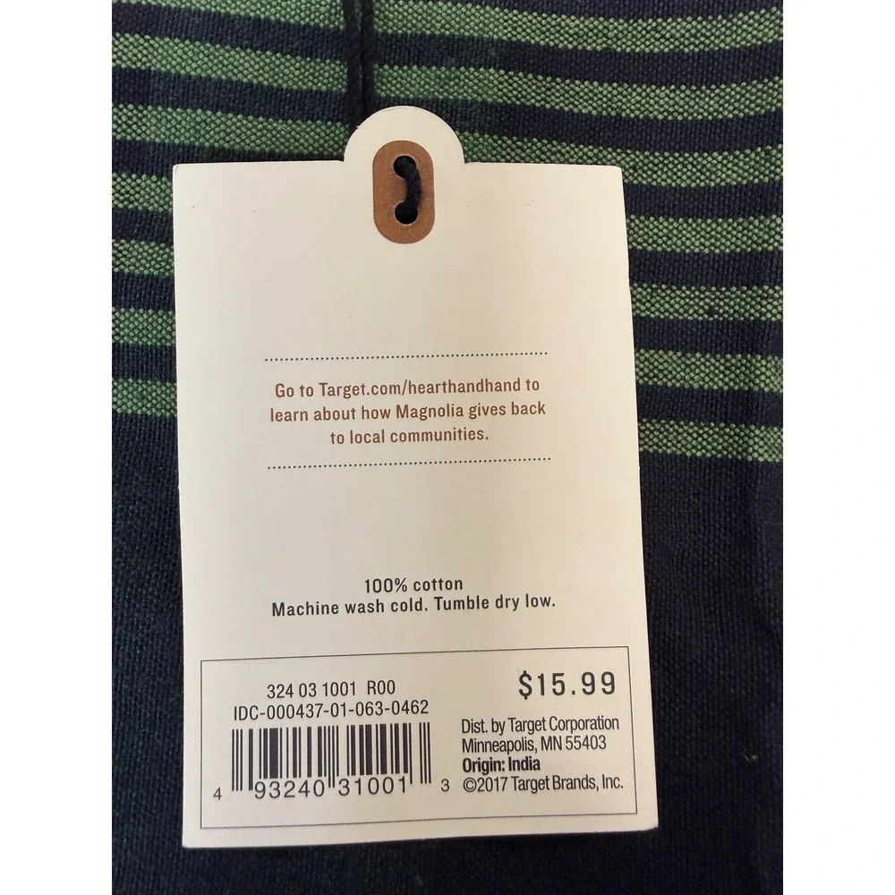 Hearth & Hand Magnolia Cotton Apron Green Black Plaid Herringbone Pocket NWT